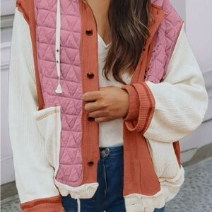 Stylish Pink and Cream Women's Jacket